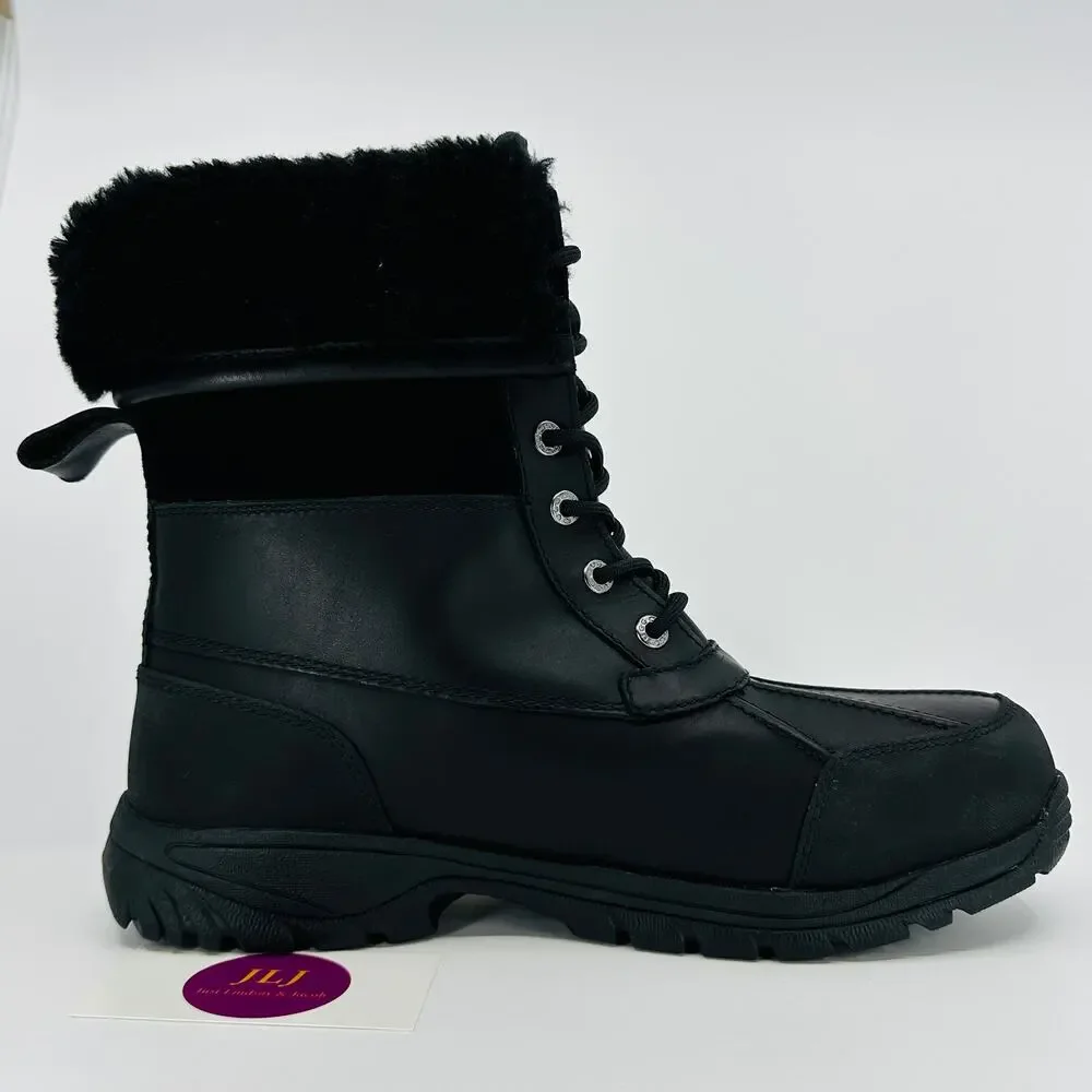 UGG Men's Butte Black Waterproof Leather Vibram Winter Snow Boots 5521 Size 9